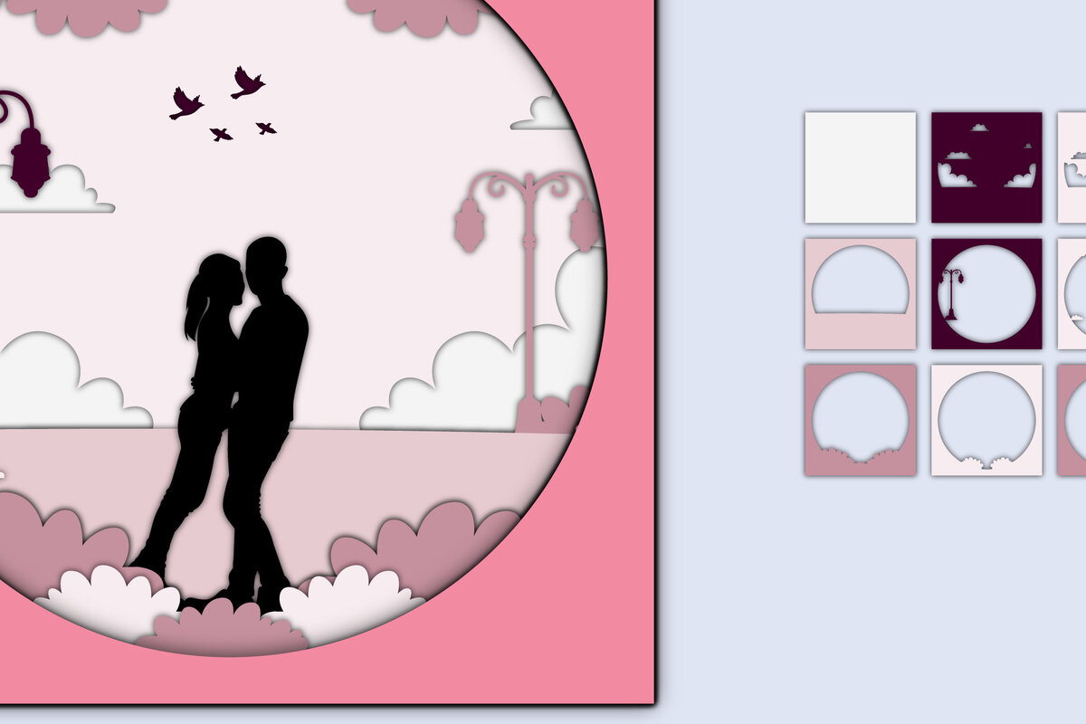 Σετ των 2 Intra απο ξύλο plywood 3mm-4mm πάχος – Χαρτί κοπής 3D για την ημέρα του Αγίου Βαλεντίνου Δίασταση  20x20 cm INTRAFABR-56552206