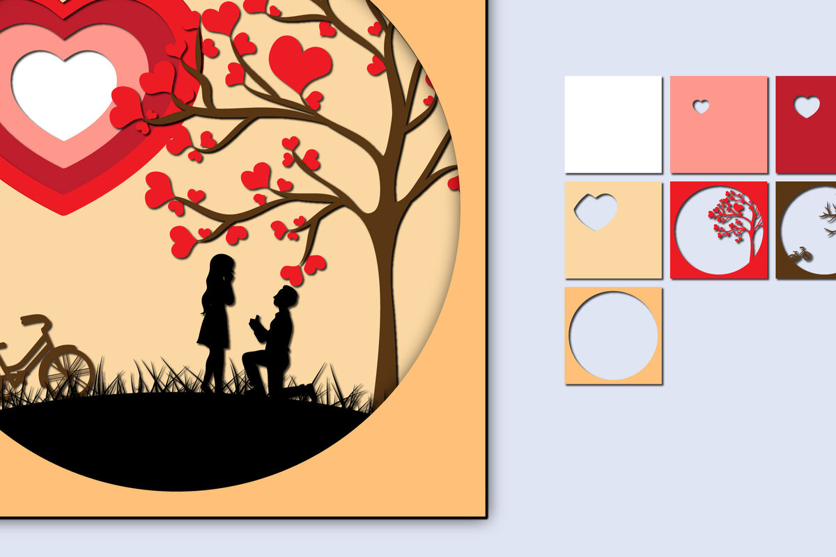 Σετ των 2 Intra απο ξύλο plywood 3mm-4mm πάχος – Χαρτί κοπής 3D για την ημέρα του Αγίου Βαλεντίνου Δίασταση  20x20 cm INTRAFABR-56748871