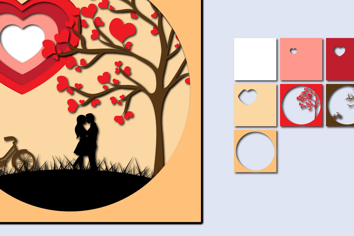 Σετ των 2 Intra απο ξύλο plywood 3mm-4mm πάχος – Χαρτί κοπής 3D για την ημέρα του Αγίου Βαλεντίνου Δίασταση  20x20 cm INTRAFABR-56839814