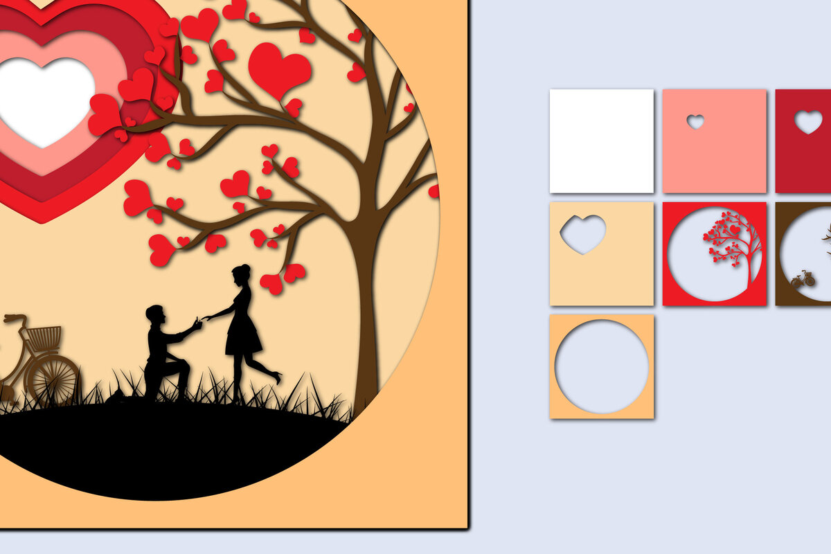 Σετ των 2 Intra απο ξύλο plywood 3mm-4mm πάχος – Χαρτί κοπής 3D για την ημέρα του Αγίου Βαλεντίνου Δίασταση  20x20 cm INTRAFABR-56839989