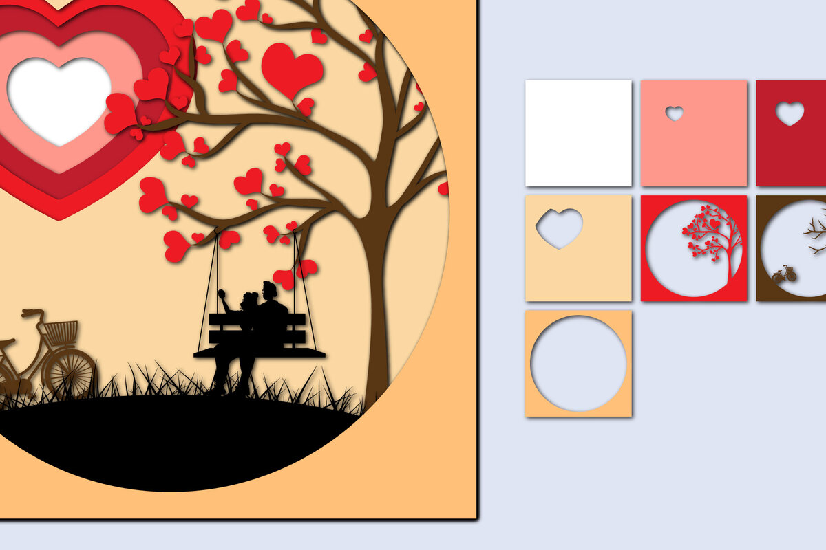 Σετ των 2 Intra απο ξύλο plywood 3mm-4mm πάχος – Χαρτί κοπής 3D για την ημέρα του Αγίου Βαλεντίνου Δίασταση  20x20 cm INTRAFABR-56840204