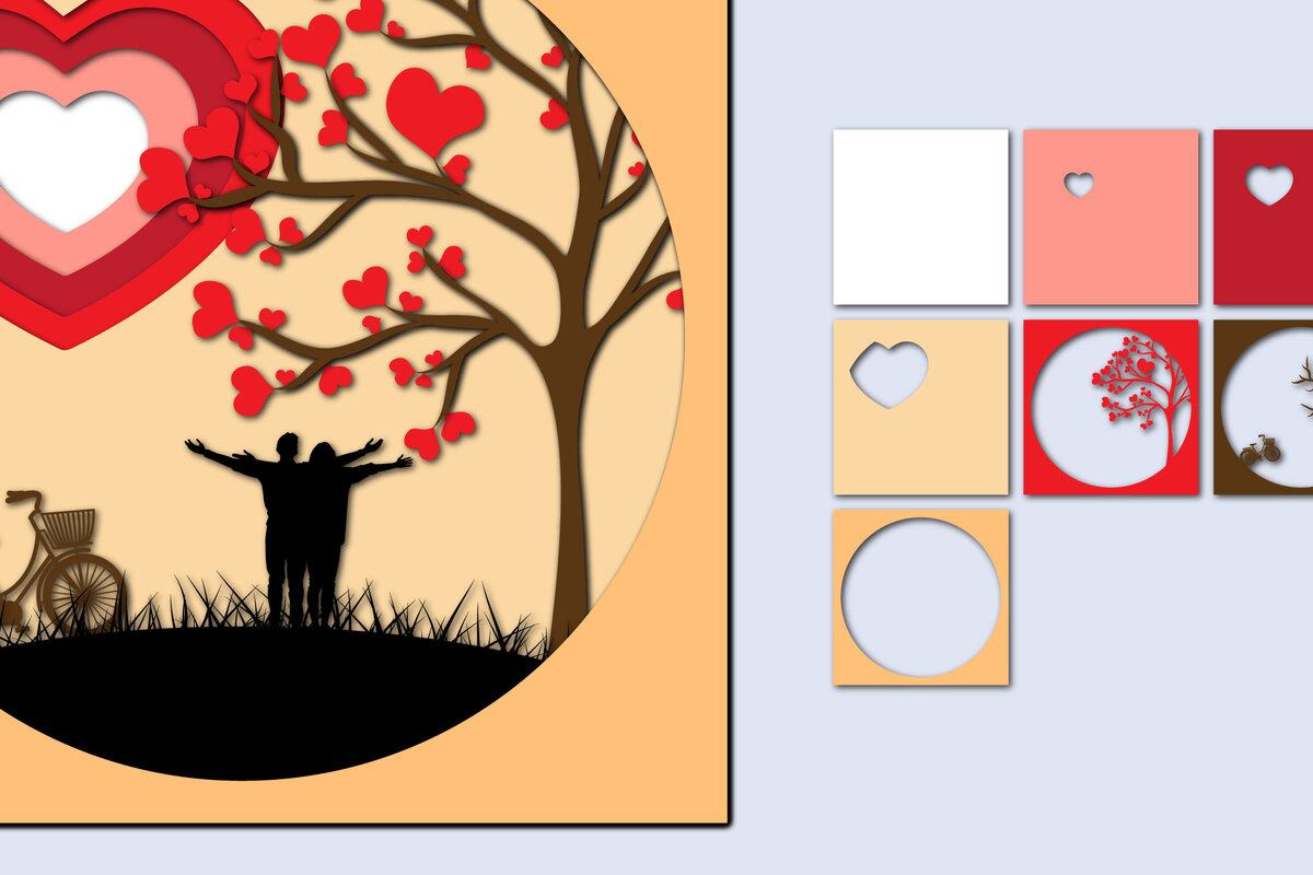 Σετ των 2 Intra απο ξύλο plywood 3mm-4mm πάχος – Χαρτί κοπής 3D για την ημέρα του Αγίου Βαλεντίνου Δίασταση  20x20 cm INTRAFABR-56840316