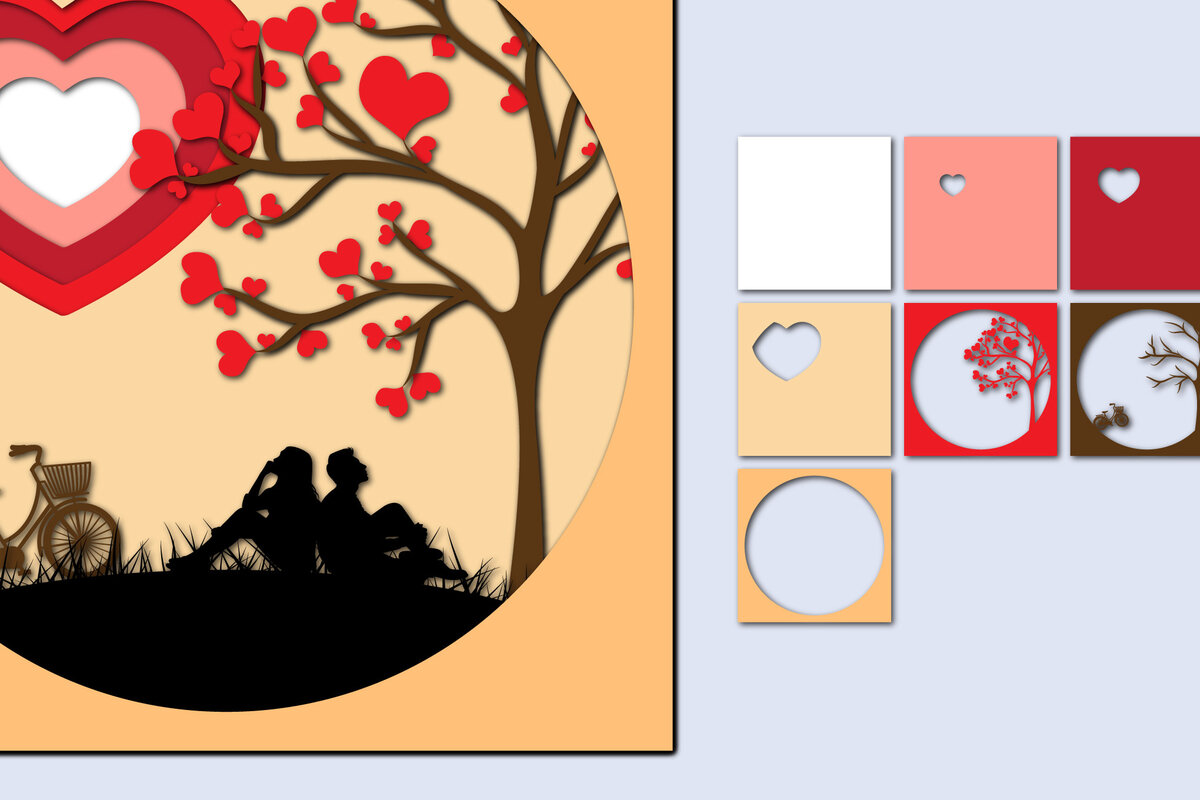 Σετ των 2 Intra απο ξύλο plywood 3mm-4mm πάχος – Χαρτί κοπής 3D για την ημέρα του Αγίου Βαλεντίνου Δίασταση  20x20 cm INTRAFABR-56840482