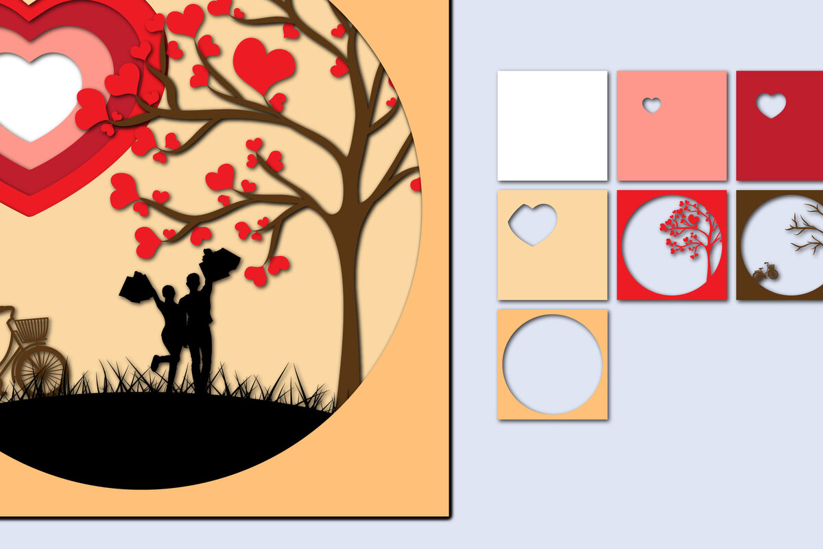 Σετ των 2 Intra απο ξύλο plywood 3mm-4mm πάχος – Χαρτί κοπής 3D για την ημέρα του Αγίου Βαλεντίνου Δίασταση  20x20 cm INTRAFABR-56840914