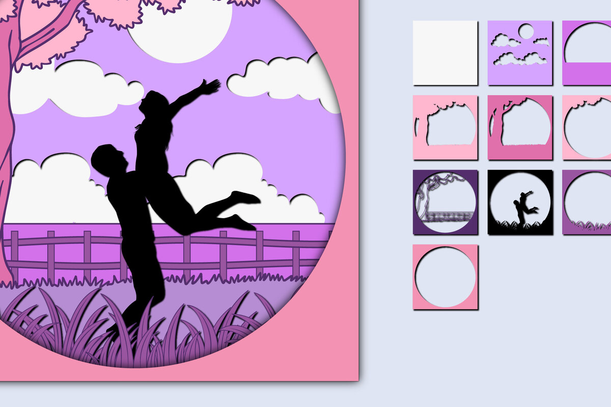 Σετ των 2 Intra απο ξύλο plywood 3mm-4mm πάχος – Χαρτί κοπής 3D για την ημέρα του Αγίου Βαλεντίνου Δίασταση  20x20 cm INTRAFABR-57043649