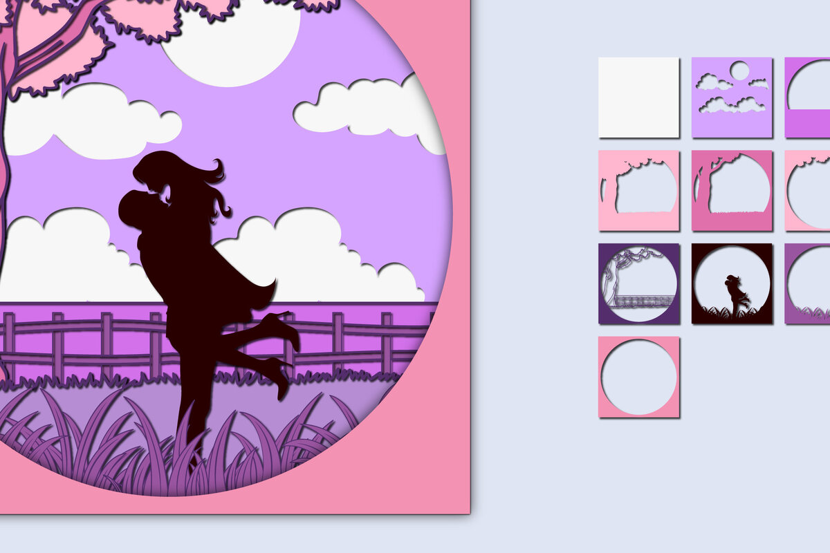 Σετ των 2 Intra απο ξύλο plywood 3mm-4mm πάχος – Χαρτί κοπής 3D για την ημέρα του Αγίου Βαλεντίνου Δίασταση  20x20 cm INTRAFABR-57044161