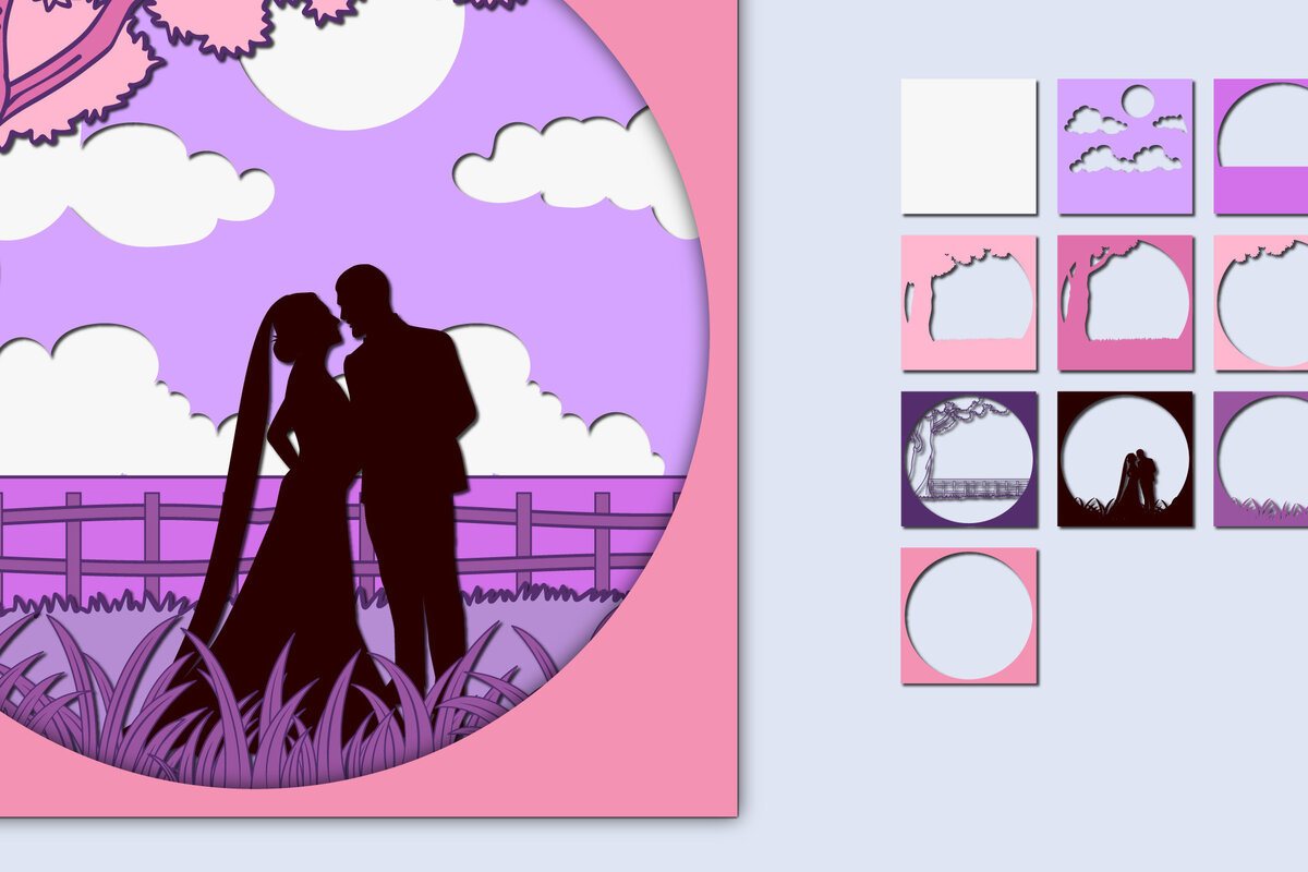 Σετ των 2 Intra απο ξύλο plywood 3mm-4mm πάχος – Χαρτί κοπής 3D για την ημέρα του Αγίου Βαλεντίνου Δίασταση  20x20 cm INTRAFABR-57044225