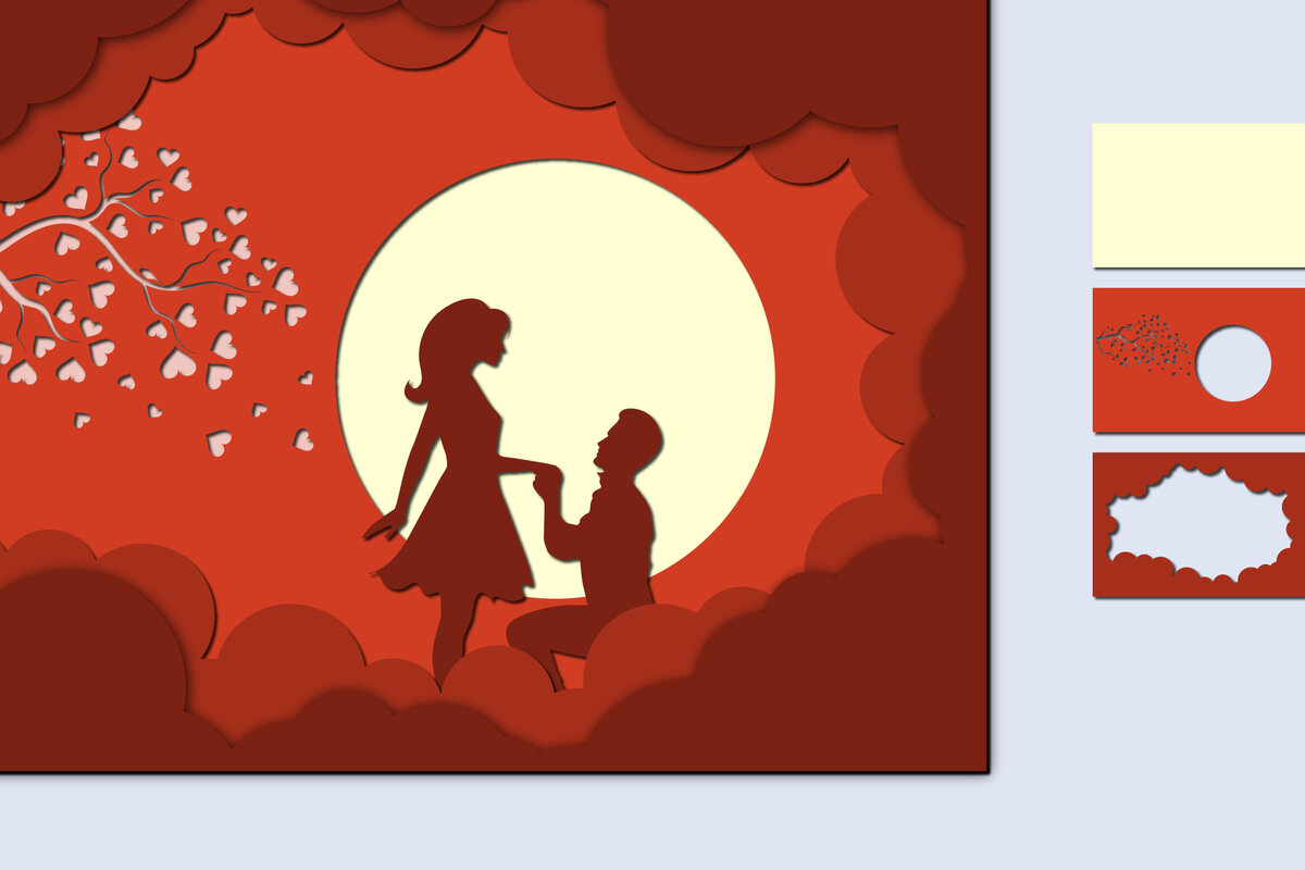 Σετ των 2 Intra απο ξύλο plywood 3mm-4mm πάχος – Χαρτί κοπής 3D για την ημέρα του Αγίου Βαλεντίνου Δίασταση  20x20 cm INTRAFABR-57176598