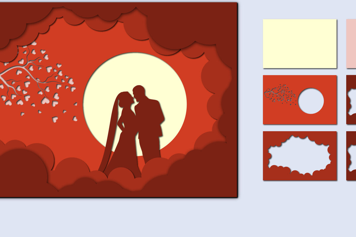 Σετ των 2 Intra απο ξύλο plywood 3mm-4mm πάχος – Χαρτί κοπής 3D για την ημέρα του Αγίου Βαλεντίνου Δίασταση  20x20 cm INTRAFABR-57176896