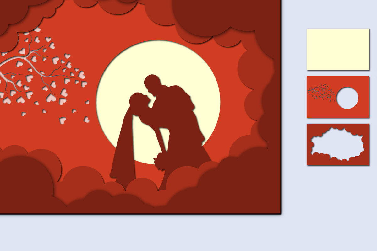 Σετ των 2 Intra απο ξύλο plywood 3mm-4mm πάχος – Χαρτί κοπής 3D για την ημέρα του Αγίου Βαλεντίνου Δίασταση  20x20 cm INTRAFABR-57177051