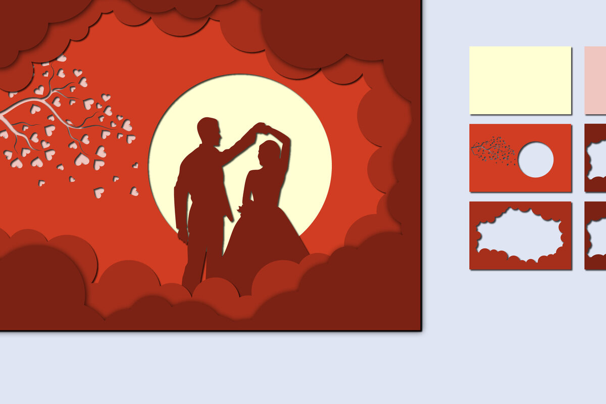 Σετ των 2 Intra απο ξύλο plywood 3mm-4mm πάχος – Χαρτί κοπής 3D για την ημέρα του Αγίου Βαλεντίνου Δίασταση  20x20 cm INTRAFABR-57177246