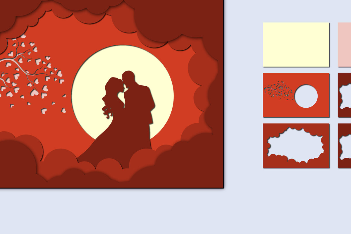 Σετ των 2 Intra απο ξύλο plywood 3mm-4mm πάχος – Χαρτί κοπής 3D για την ημέρα του Αγίου Βαλεντίνου Δίασταση  20x20 cm INTRAFABR-57177649