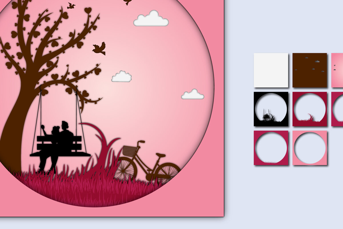 Σετ των 2 Intra απο ξύλο plywood 3mm-4mm πάχος – Χαρτί κοπής 3D Wsing για την ημέρα του Αγίου Βαλεντίνου Δίασταση  20x20 cm INTRAFABR-56515204