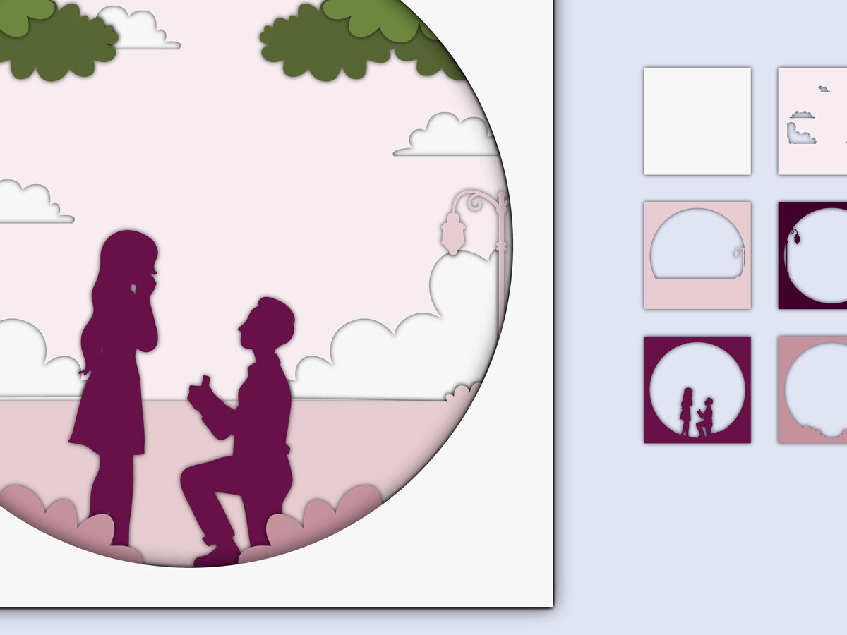 Σετ των 2 Intra απο ξύλο plywood 3mm-4mm πάχος – Χαρτί κοπής 3D για την ημέρα του Αγίου Βαλεντίνου Δίασταση  20x20 cm INTRAFABR-56278564