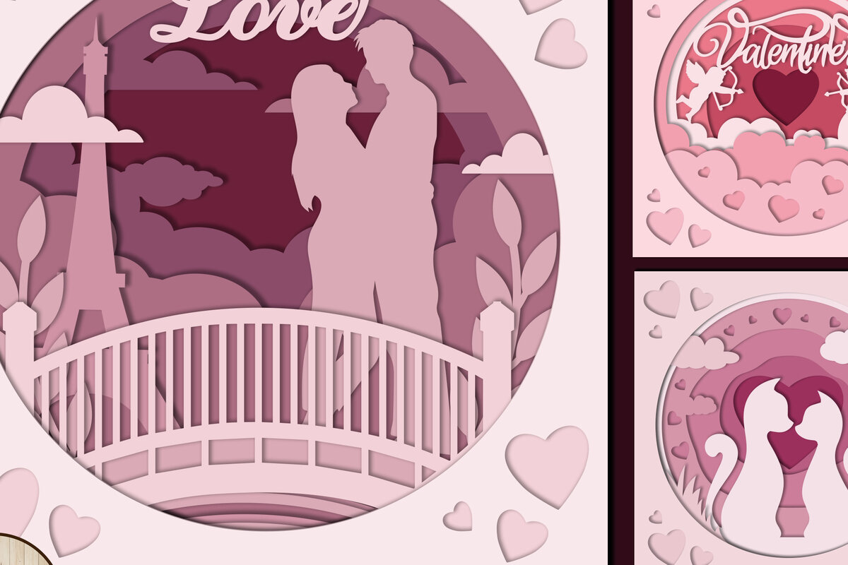 Σετ των 2 Intra απο ξύλο plywood 3mm-4mm πάχος – Δώρο δέσμης κοπής χαρτιού για την ημέρα του Αγίου Βαλεντίνου Δίασταση  20x20 cm INTRAFABR-57529807