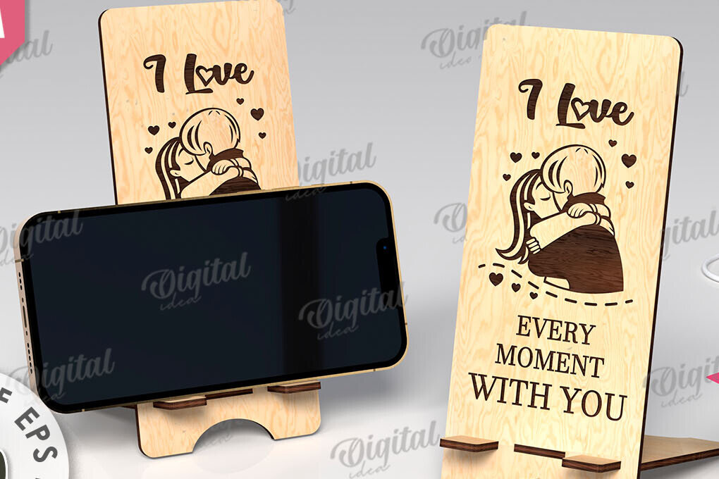 Σετ των 2 Intra απο ξύλο plywood 3mm-4mm πάχος – Βάση τηλεφώνου για την Ημέρα του Αγίου Βαλεντίνου Δίασταση  20x20 cm INTRAFABR-111862068