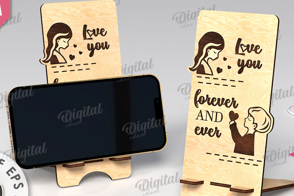 Σετ των 2 Intra απο ξύλο plywood 3mm-4mm πάχος – Βάση τηλεφώνου για την Ημέρα του Αγίου Βαλεντίνου Δίασταση  20x20 cm INTRAFABR-111862120