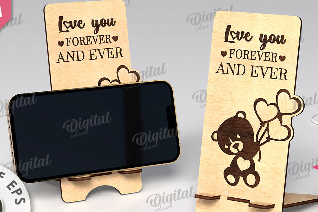 Σετ των 2 Intra απο ξύλο plywood 3mm-4mm πάχος – Βάση τηλεφώνου για την Ημέρα του Αγίου Βαλεντίνου Δίασταση  20x20 cm INTRAFABR-111862173