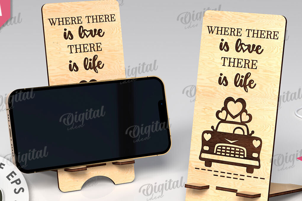 Σετ των 2 Intra απο ξύλο plywood 3mm-4mm πάχος – Βάση τηλεφώνου για την Ημέρα του Αγίου Βαλεντίνου Δίασταση  20x20 cm INTRAFABR-111862199