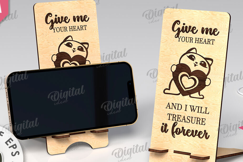 Σετ των 2 Intra απο ξύλο plywood 3mm-4mm πάχος – Βάση τηλεφώνου για την Ημέρα του Αγίου Βαλεντίνου Δίασταση  20x20 cm INTRAFABR-111862233