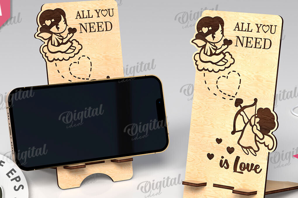 Σετ των 2 Intra απο ξύλο plywood 3mm-4mm πάχος – Βάση τηλεφώνου για την Ημέρα του Αγίου Βαλεντίνου Δίασταση  20x20 cm INTRAFABR-111860122