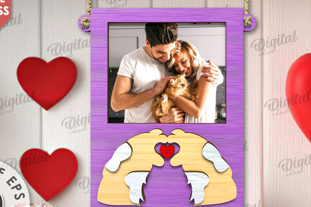 Σετ των 2 Intra απο ξύλο plywood 3mm-4mm πάχος – Κορνίζα για την Ημέρα του Αγίου Βαλεντίνου Δίασταση  20x20 cm INTRAFABR-110245029