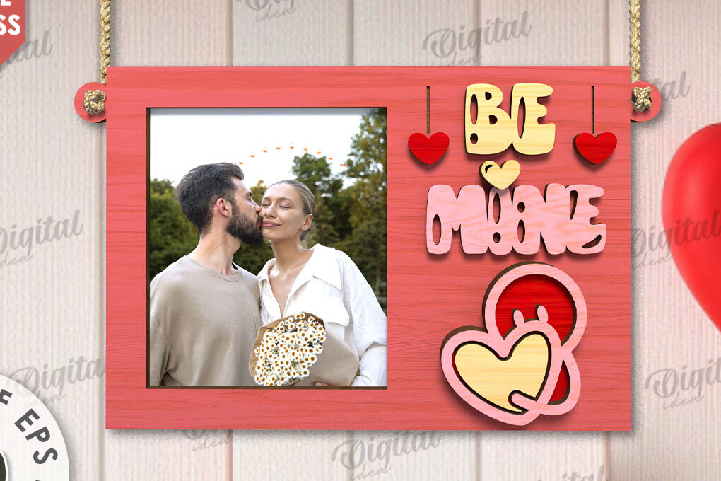 Σετ των 2 Intra απο ξύλο plywood 3mm-4mm πάχος – Κορνίζα για την Ημέρα του Αγίου Βαλεντίνου Δίασταση  20x20 cm INTRAFABR-110245075