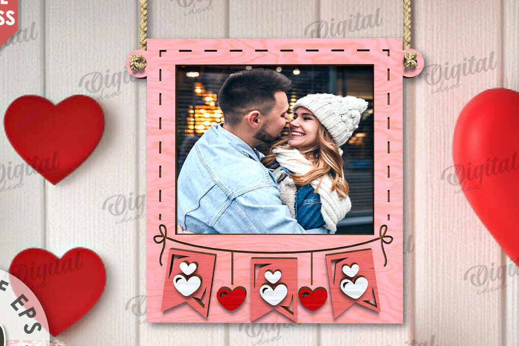 Σετ των 2 Intra απο ξύλο plywood 3mm-4mm πάχος – Κορνίζα για την Ημέρα του Αγίου Βαλεντίνου Δίασταση  20x20 cm INTRAFABR-110245160