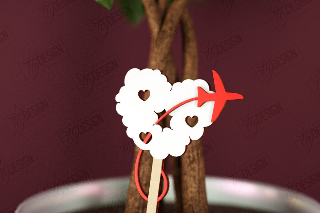 Σετ των 2 Intra απο ξύλο plywood 3mm-4mm πάχος – Φυτό Πάσσαλο για την Ημέρα του Αγίου Βαλεντίνου |Σχήμα καρδιάς Δίασταση  20x20 cm INTRAFABR-112620695