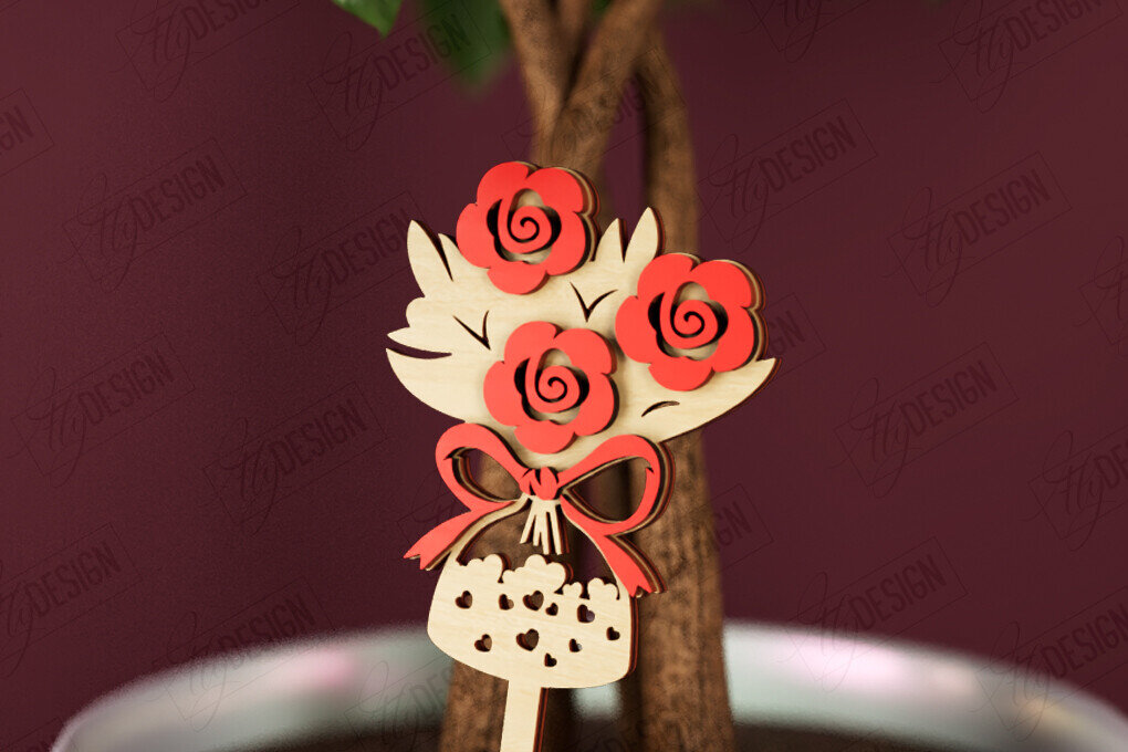 Σετ των 2 Intra απο ξύλο plywood 3mm-4mm πάχος – Φυτό Πάσσαλο για την Ημέρα του Αγίου Βαλεντίνου |Σχήμα καρδιάς Δίασταση  20x20 cm INTRAFABR-112620653