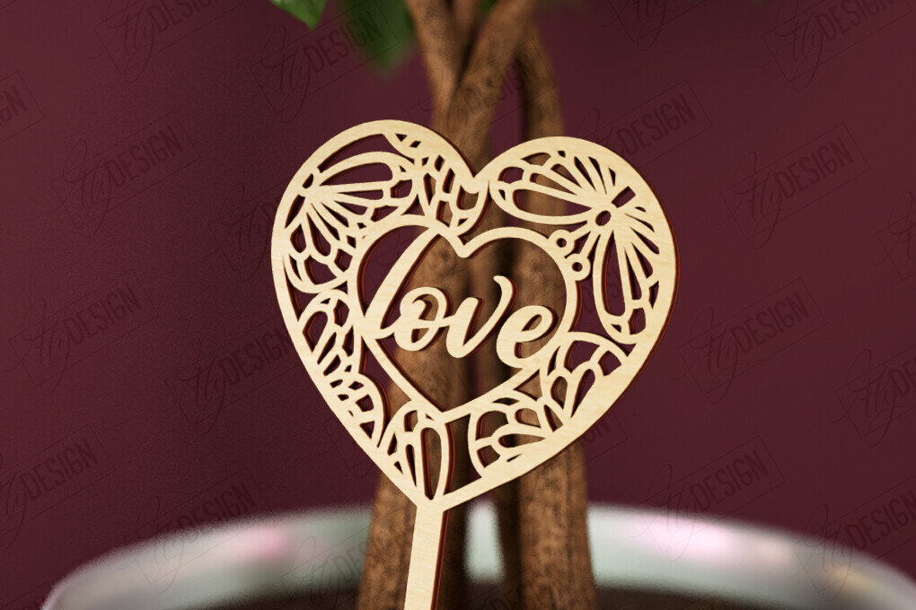 Σετ των 2 Intra απο ξύλο plywood 3mm-4mm πάχος – Φυτό Πάσσαλο για την Ημέρα του Αγίου Βαλεντίνου |Σχήμα καρδιάς Δίασταση  20x20 cm INTRAFABR-112620656