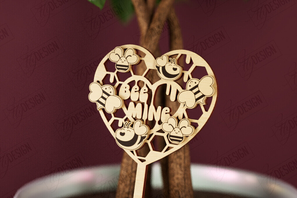 Σετ των 2 Intra απο ξύλο plywood 3mm-4mm πάχος – Φυτό Πάσσαλο για την Ημέρα του Αγίου Βαλεντίνου |Σχήμα καρδιάς Δίασταση  20x20 cm INTRAFABR-112620661