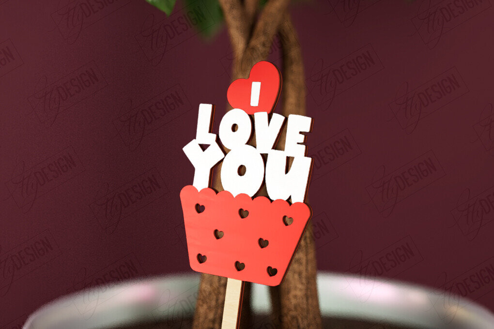 Σετ των 2 Intra απο ξύλο plywood 3mm-4mm πάχος – Φυτό Πάσσαλο για την Ημέρα του Αγίου Βαλεντίνου |Σχήμα καρδιάς Δίασταση  20x20 cm INTRAFABR-112620670