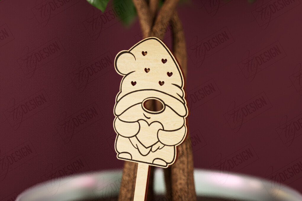 Σετ των 2 Intra απο ξύλο plywood 3mm-4mm πάχος – Φυτό Πάσσαλο για την Ημέρα του Αγίου Βαλεντίνου |Σχήμα καρδιάς Δίασταση  20x20 cm INTRAFABR-112620646