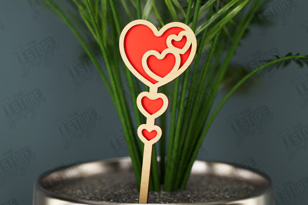 Σετ των 2 Intra απο ξύλο plywood 3mm-4mm πάχος – Ημέρα του Αγίου Βαλεντίνου Plant Stakes | Αρχείο CNC Δίασταση  20x20 cm INTRAFABR-112631010