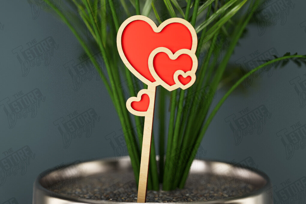 Σετ των 2 Intra απο ξύλο plywood 3mm-4mm πάχος – Ημέρα του Αγίου Βαλεντίνου Plant Stakes | Αρχείο CNC Δίασταση  20x20 cm INTRAFABR-112631016