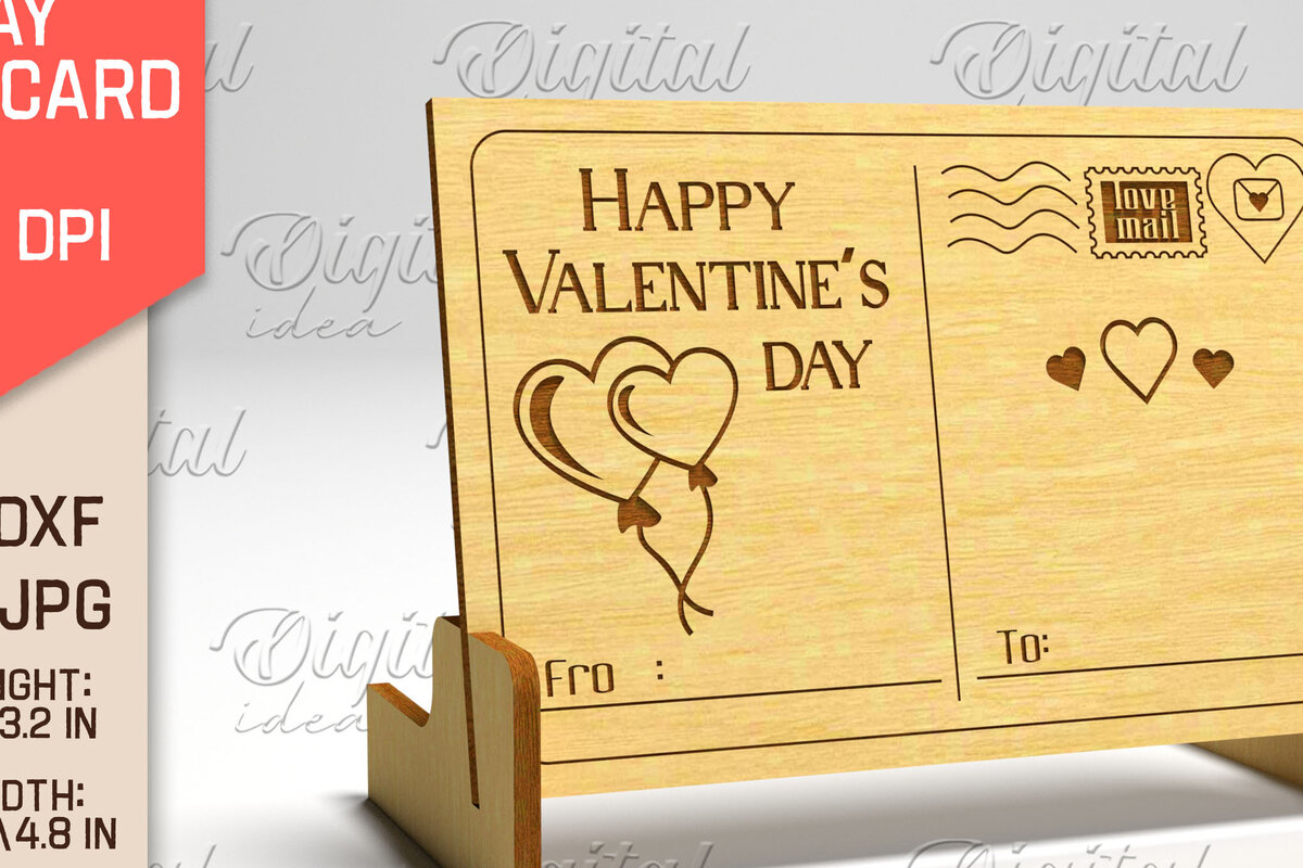 Σετ των 2 Intra απο ξύλο plywood 3mm-4mm πάχος – Καρτ ποστάλ για την ημέρα του Αγίου Βαλεντίνου. Τρισδιάστατη Δίασταση  20x20 cm INTRAFABR-84750843