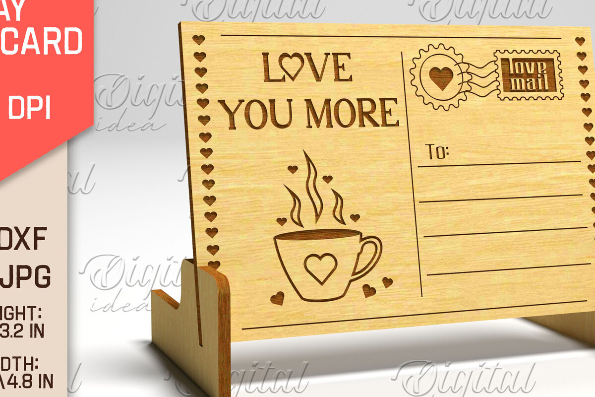 Σετ των 2 Intra απο ξύλο plywood 3mm-4mm πάχος – Καρτ ποστάλ για την ημέρα του Αγίου Βαλεντίνου. Τρισδιάστατη Δίασταση  20x20 cm INTRAFABR-84751015