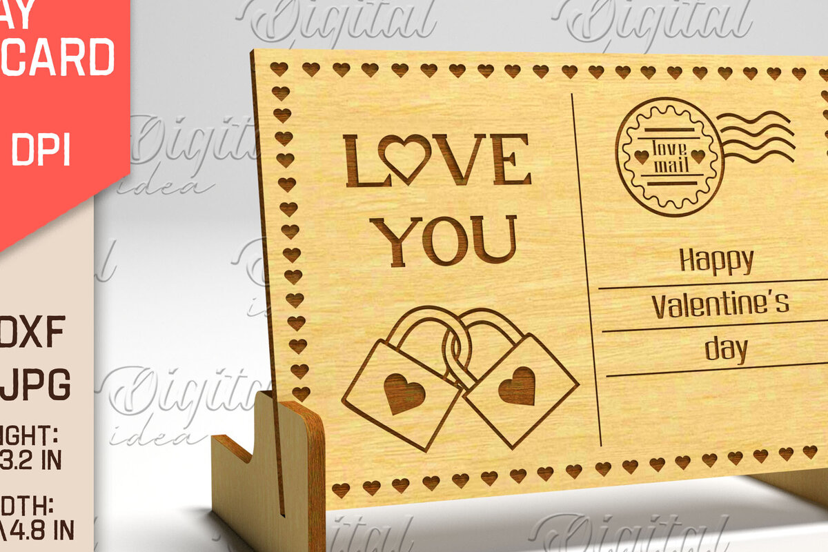 Σετ των 2 Intra απο ξύλο plywood 3mm-4mm πάχος – Καρτ ποστάλ για την ημέρα του Αγίου Βαλεντίνου. Τρισδιάστατη Δίασταση  20x20 cm INTRAFABR-84751067