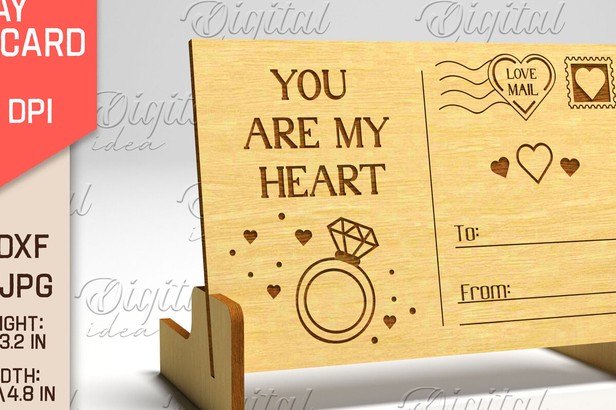 Σετ των 2 Intra απο ξύλο plywood 3mm-4mm πάχος – Καρτ ποστάλ για την ημέρα του Αγίου Βαλεντίνου. Τρισδιάστατη Δίασταση  20x20 cm INTRAFABR-84750739