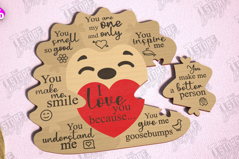 Σετ των 2 Intra απο ξύλο plywood 3mm-4mm πάχος – Παζλ του Αγίου Βαλεντίνου | Ρομαντικό δώρο Δίασταση  20x20 cm INTRAFABR-112093296