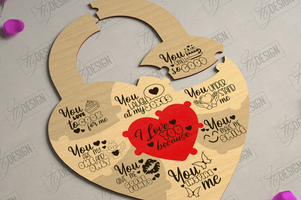 Σετ των 2 Intra απο ξύλο plywood 3mm-4mm πάχος – Παζλ του Αγίου Βαλεντίνου | Ρομαντικό δώρο Δίασταση  20x20 cm INTRAFABR-112093581