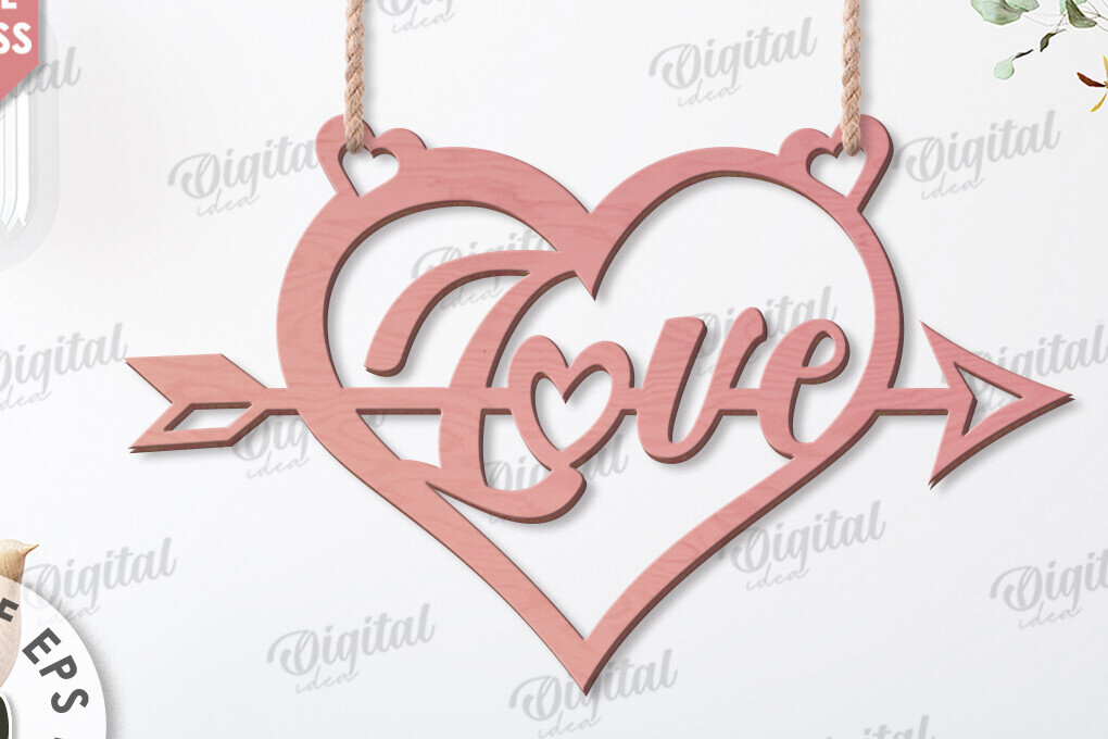 Σετ των 2 Intra απο ξύλο plywood 3mm-4mm πάχος – Αποσπάσματα για την Ημέρα του Αγίου Βαλεντίνου Αποκοπή με λέιζερ Δίασταση  20x20 cm INTRAFABR-113331688