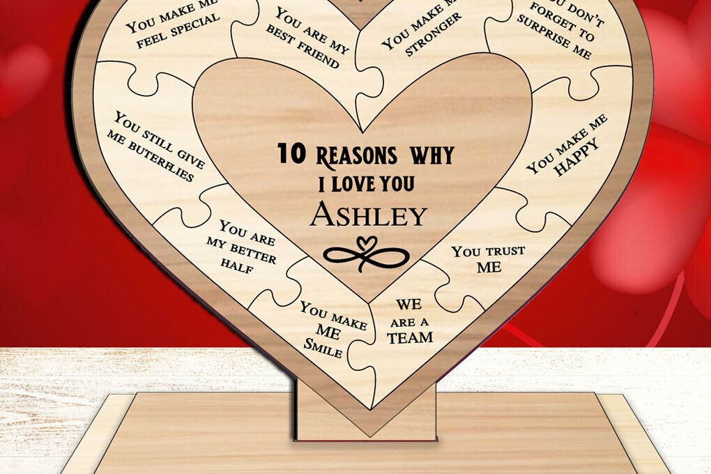 Σετ των 2 Intra απο ξύλο plywood 3mm-4mm πάχος – Σημάδι Λόγοι για την Ημέρα του Αγίου Βαλεντίνου για να σας αγαπήσουμε Δίασταση  20x20 cm INTRAFABR-112940279