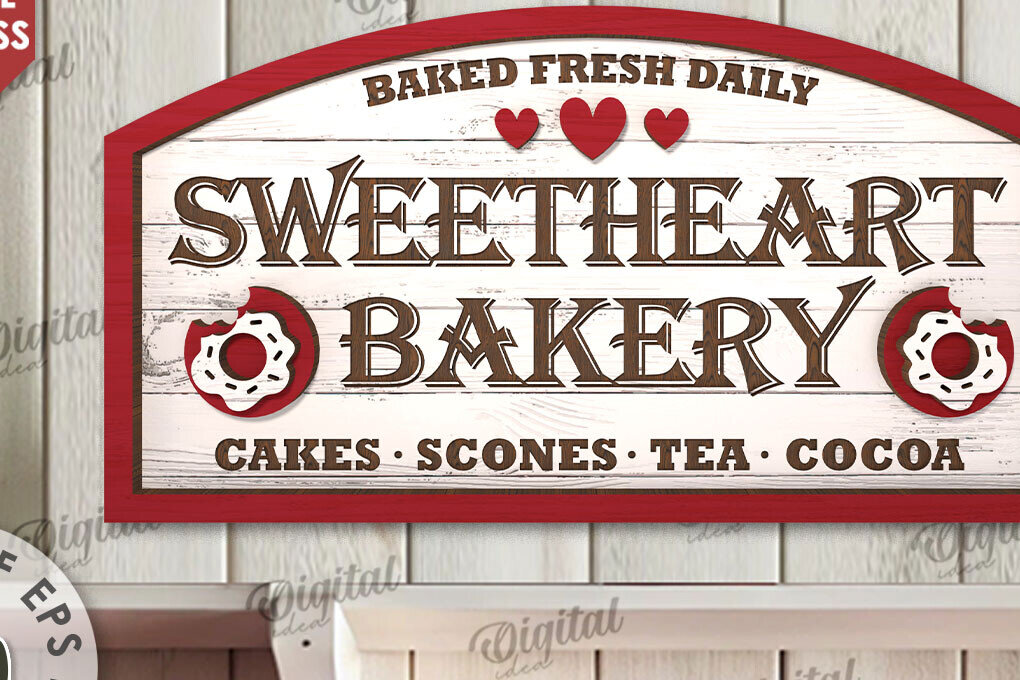 Σετ των 2 Intra απο ξύλο plywood 3mm-4mm πάχος – Ημέρα του Αγίου Βαλεντίνου ρετρό σημάδι κοπής με λέιζερ Δίασταση  20x20 cm INTRAFABR-110383004