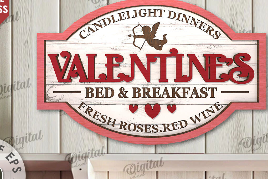 Σετ των 2 Intra απο ξύλο plywood 3mm-4mm πάχος – Ημέρα του Αγίου Βαλεντίνου ρετρό σημάδι κοπής με λέιζερ Δίασταση  20x20 cm INTRAFABR-110383031