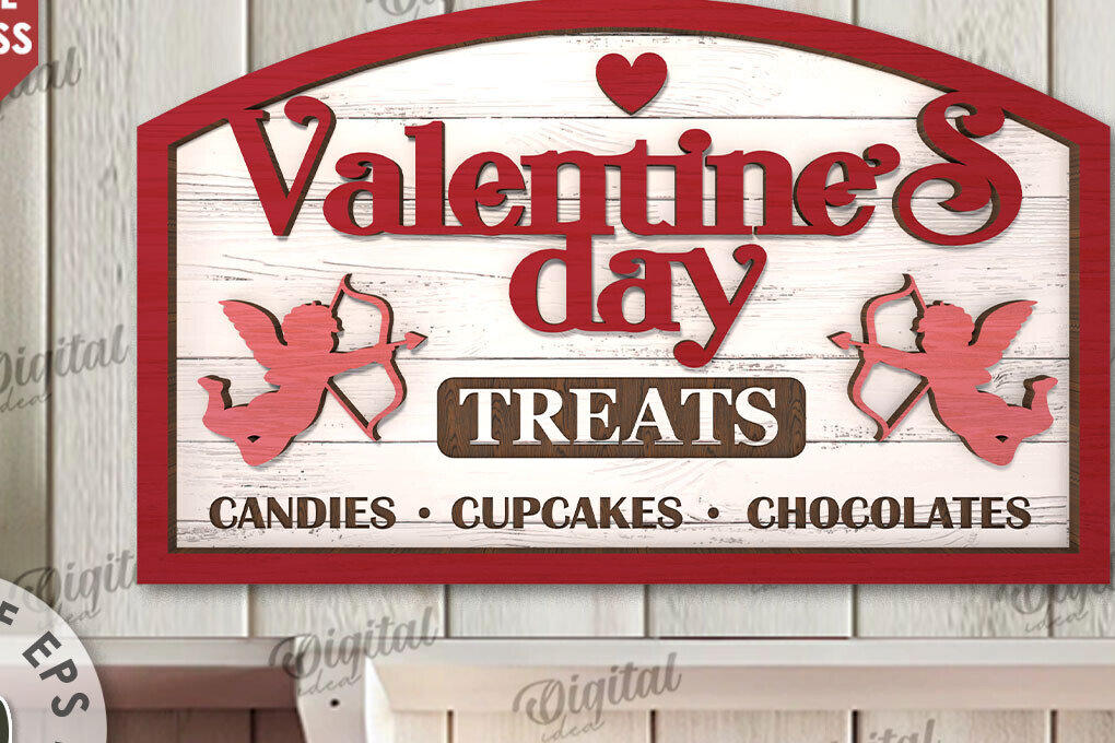 Σετ των 2 Intra απο ξύλο plywood 3mm-4mm πάχος – Ημέρα του Αγίου Βαλεντίνου ρετρό σημάδι κοπής με λέιζερ Δίασταση  20x20 cm INTRAFABR-110383269