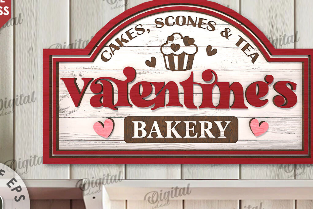 Σετ των 2 Intra απο ξύλο plywood 3mm-4mm πάχος – Ημέρα του Αγίου Βαλεντίνου ρετρό σημάδι κοπής με λέιζερ Δίασταση  20x20 cm INTRAFABR-110382893