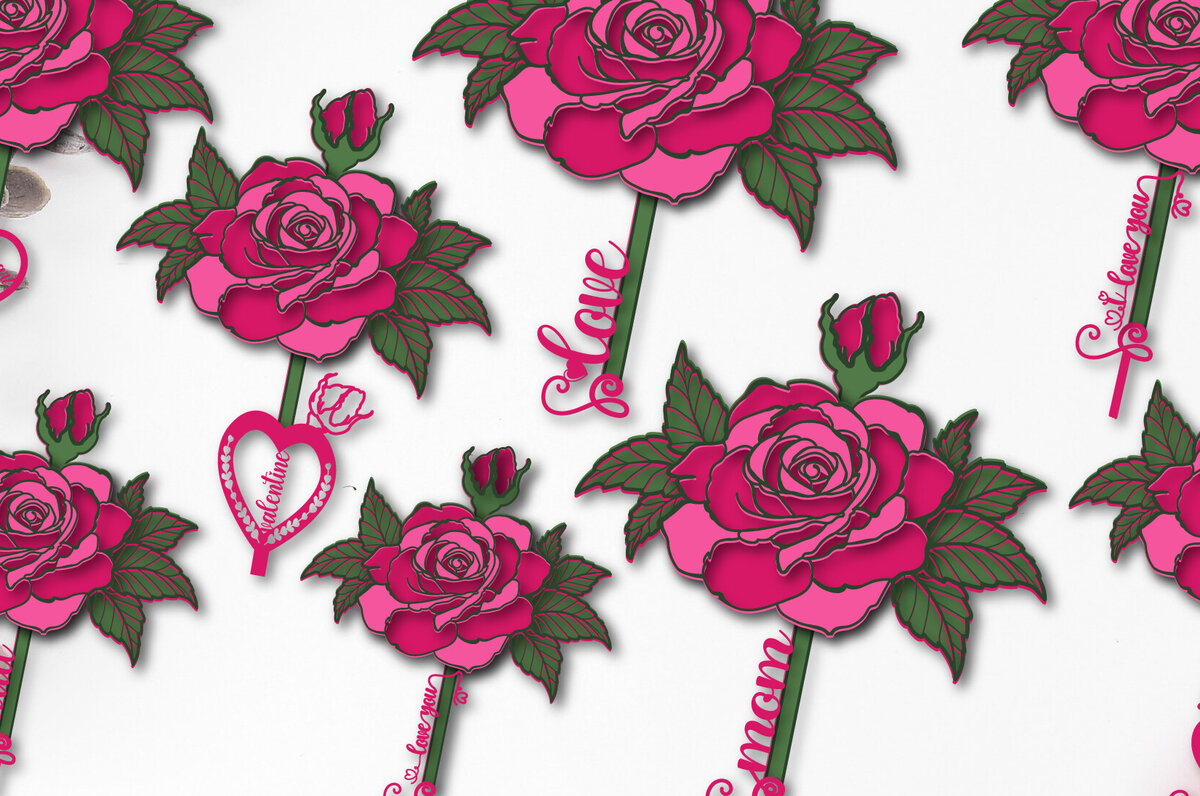 Σετ των 2 Intra απο ξύλο plywood 3mm-4mm πάχος – Rose Multilayer 1001 για την Ημέρα του Αγίου Βαλεντίνου Δίασταση  20x20 cm INTRAFABR-88740041