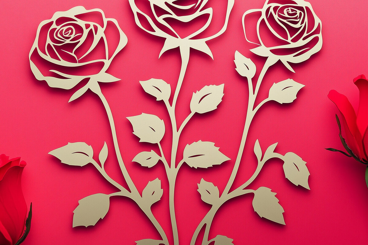 Σετ των 2 Intra απο ξύλο plywood 3mm-4mm πάχος – Αρχείο περικοπής Roses Days Valentine Δίασταση  20x20 cm INTRAFABR-105060217